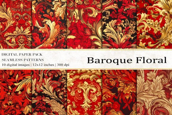 Baroque Floral Digital Papers for Creative Projects