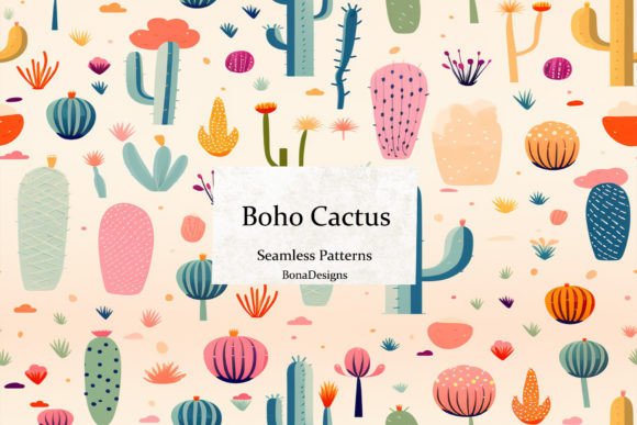 Boho Cactus Seamless Patterns for Creative Projects