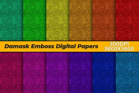 Damask Glitter Emboss Digital Papers
