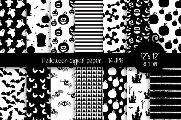 Halloween Black and White Digital Papers: A Versatile Toolkit for Creatives