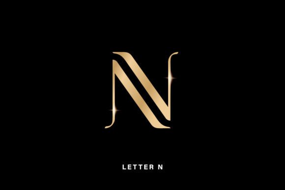N Gold Alphabet Letter Logo Designs