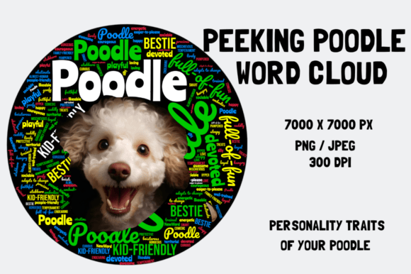 Peeking Poodle Wordcloud: A Vibrant Digital Masterpiece for Enthusiasts and Creators
