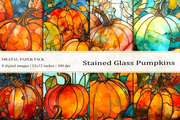 Pumpkin Stained Glass Digital Papers