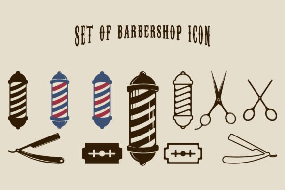 Set of Isolated Barbershop Icon Vector for Retro Branding