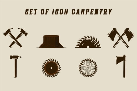 Set of Isolated Carpentry Icon Vector
