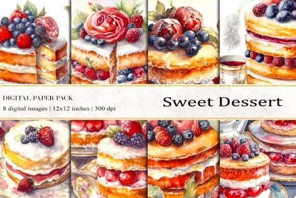 Sweet Dessert Digital Papers for Creative Projects