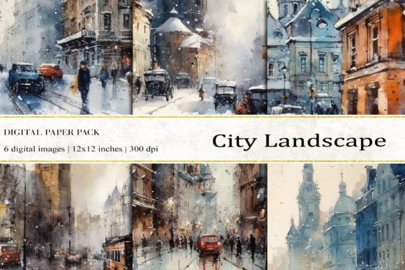 Transform Your Creative Projects with Our 6-Piece City Landscape Digital Papers Set