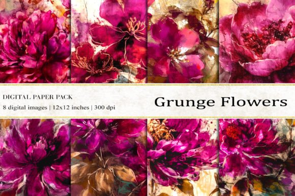 Transforming Digital Creativity with Magenta Grunge Flowers Digital Papers