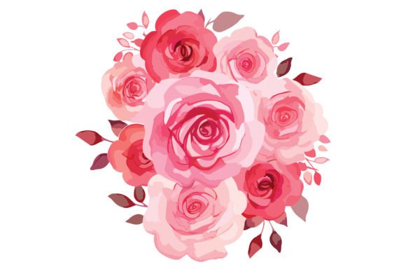 Watercolor Love Shape Arrangements Flora: A Creative Digital Asset for Designers