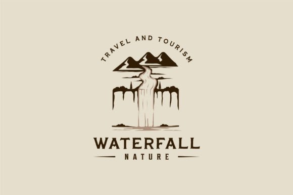 Waterfall Logo Vector Vintage Design